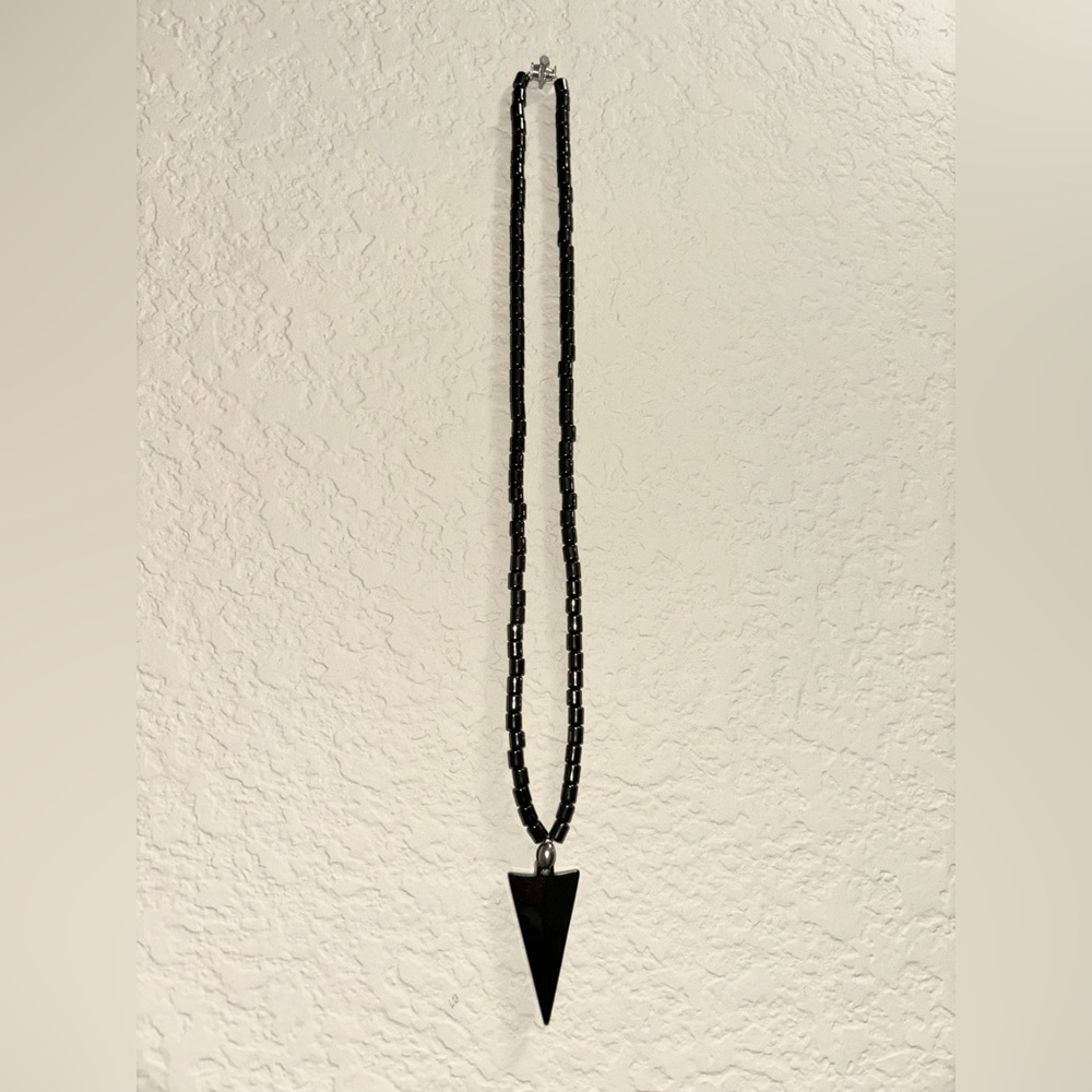 Black Obsidian Necklace w/ Traingle Pendant